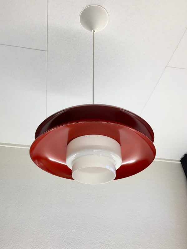 Rare 60's metal glass pendent light - E+S Moderne Leuchten - Mid Century lamp