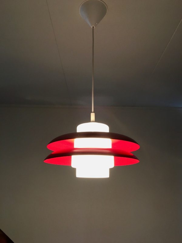 Rare 60's metal glass pendent light - E+S Moderne Leuchten - Mid Century lamp