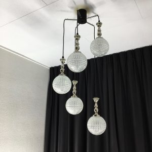 5 light cascading pendent - Vintage 70's glass lamp - Germany