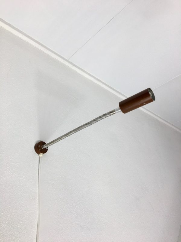 60's minimalistic gooseneck wall light - Dutch vintage Aluminium Hala Zeist lamp