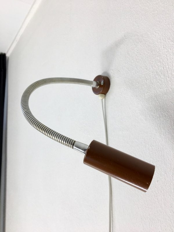 60's minimalistic gooseneck wall light - Dutch vintage Aluminium Hala Zeist lamp