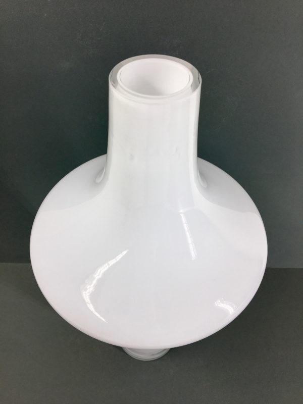 Glass space age vase - modern white opaline glass art piece
