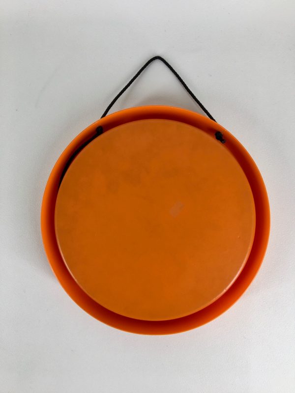 Space age round mirror - Vintage retro orange 70's mirror