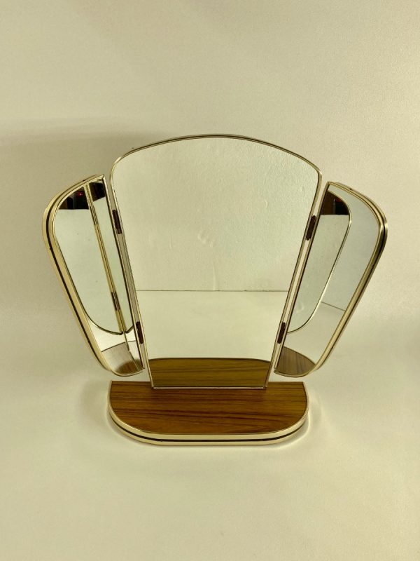 Vintage Midcentury Mirror, Triptych Formica Dressing Table, 60's 70's