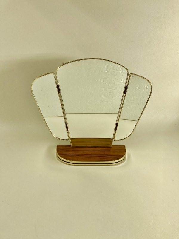 Vintage Midcentury Mirror, Triptych Formica Dressing Table, 60's 70's