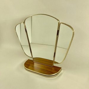 Vintage Midcentury Mirror, Triptych Formica Dressing Table, 60's 70's