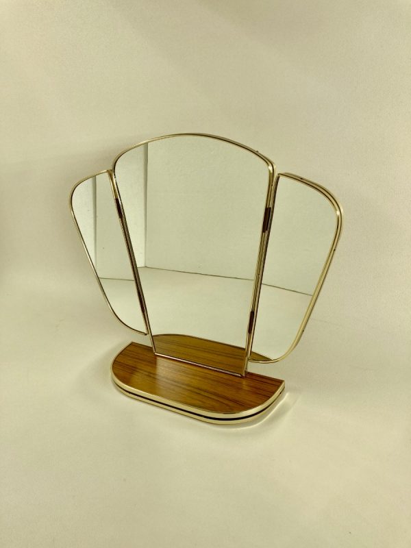 Vintage Midcentury Mirror, Triptych Formica Dressing Table, 60's 70's