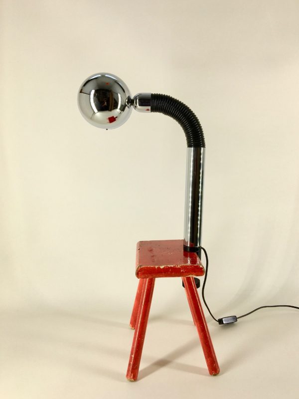 Vintage Targetti pinch lamp - Italian clip light - chrome space age gooseneck clamp lamp