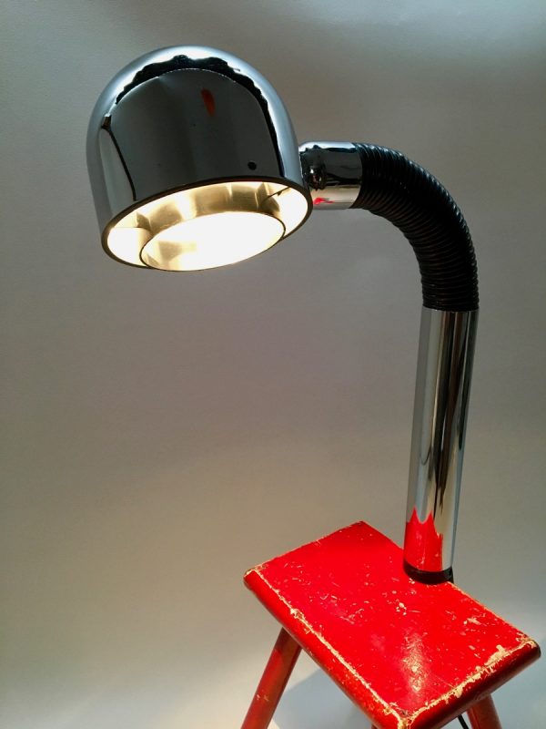 Vintage Targetti pinch lamp - Italian clip light - chrome space age gooseneck clamp lamp