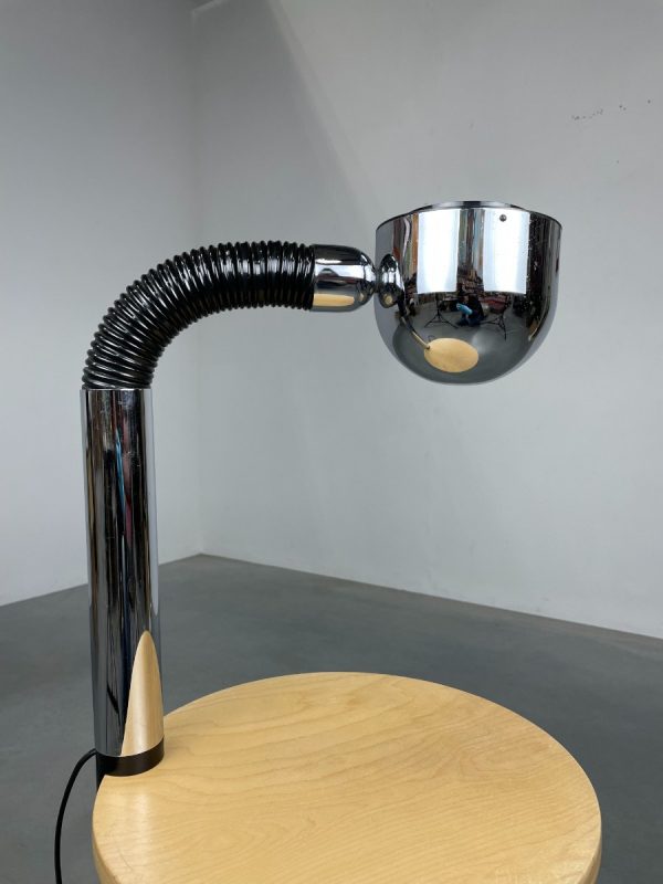 Vintage Targetti clamp lamp - 1970s Italian clip lighting - modern chrome space age gooseneck light echtvintage echt real