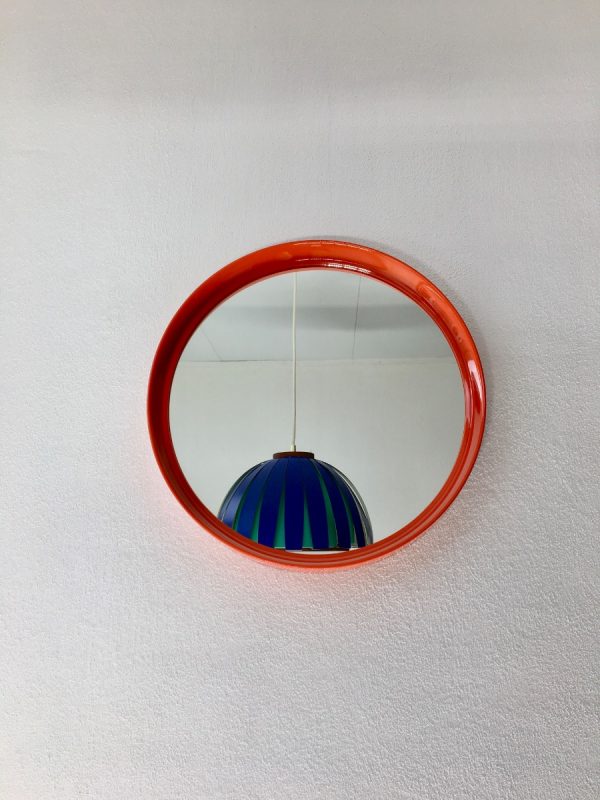 Vintage orange plastic mirror - Space age 70's retro