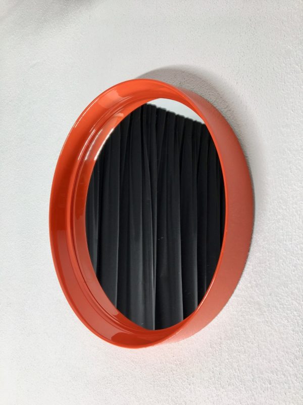 Vintage orange plastic mirror - Space age 70's retro