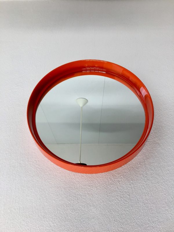 Vintage orange plastic mirror - Space age 70's retro