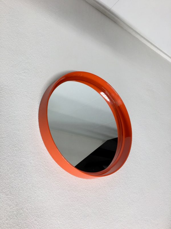 Vintage orange plastic mirror - Space age 70's retro