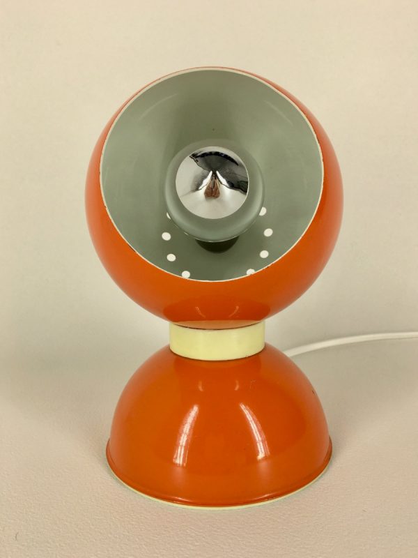 Eyeball lamp - Space age table light - Reggiani Depositato 70's orange panton age - pop art