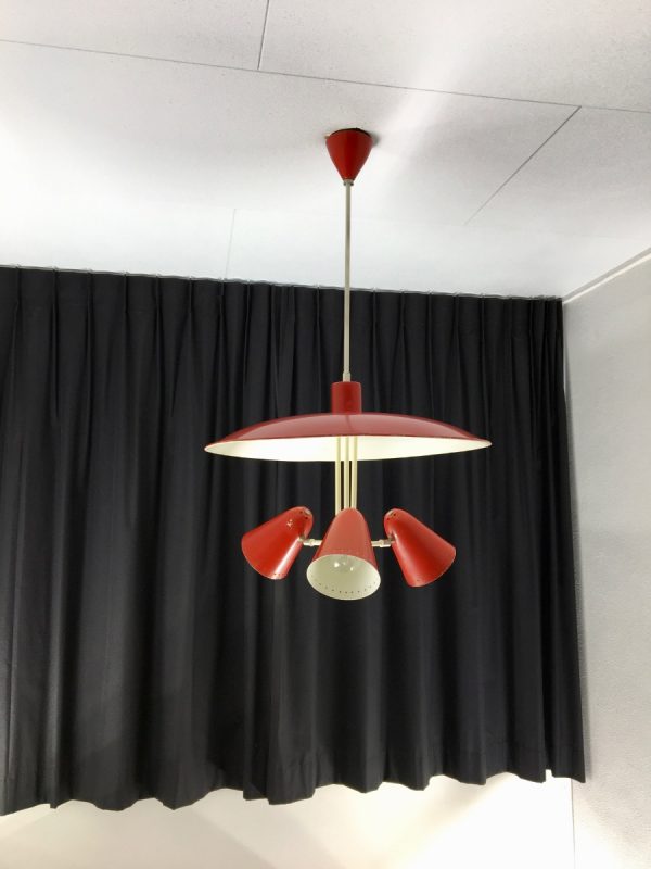 Iconic Busquet ceiling lamp - HALA Zeist 3 light - Dutch design - vintage 50's xl pendant lamp