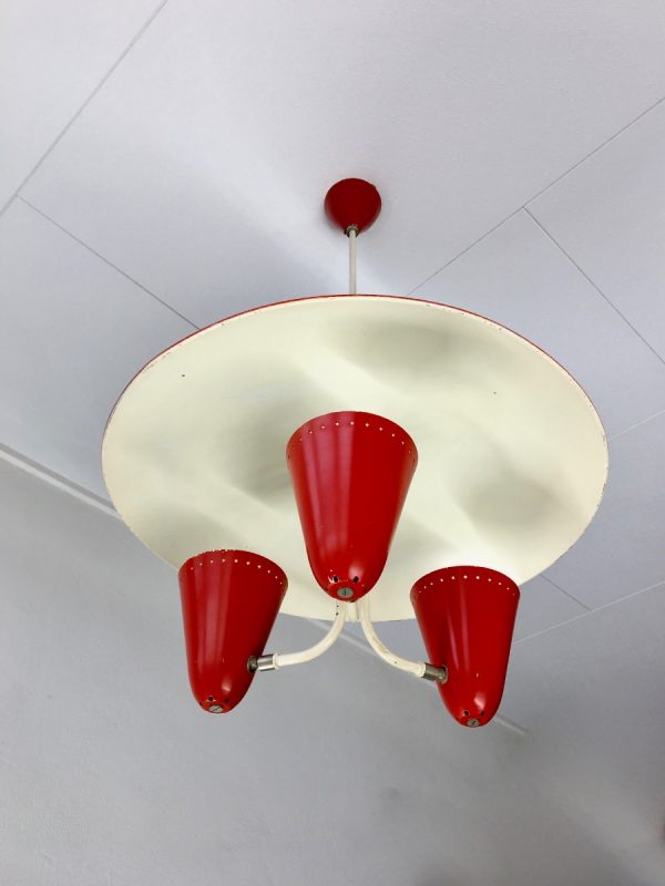 Iconic Busquet ceiling lamp - HALA Zeist 3 light - Dutch design - vintage 50's xl pendant lamp