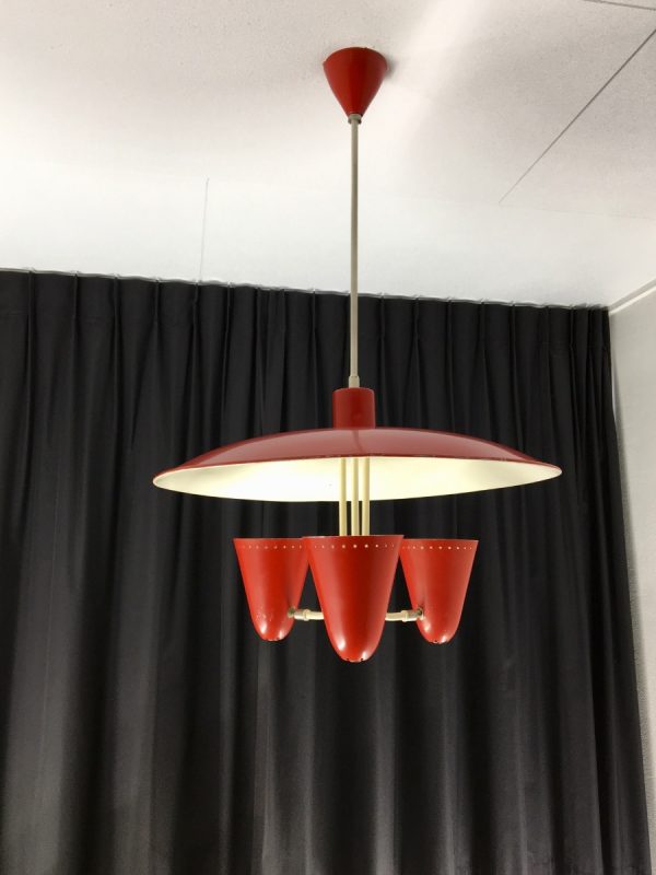 Iconic Busquet ceiling lamp - HALA Zeist 3 light - Dutch design - vintage 50's xl pendant lamp