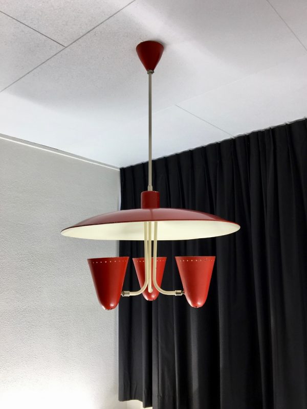 Iconic Busquet ceiling lamp - HALA Zeist 3 light - Dutch design - vintage 50's xl pendant lamp