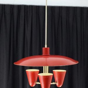 Iconic Busquet ceiling lamp - HALA Zeist 3 light - Dutch design - vintage 50's xl pendant lamp