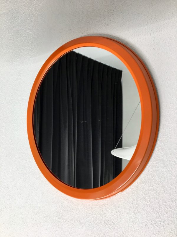 Dravo - orange metal frame mirror - vintage Dutch