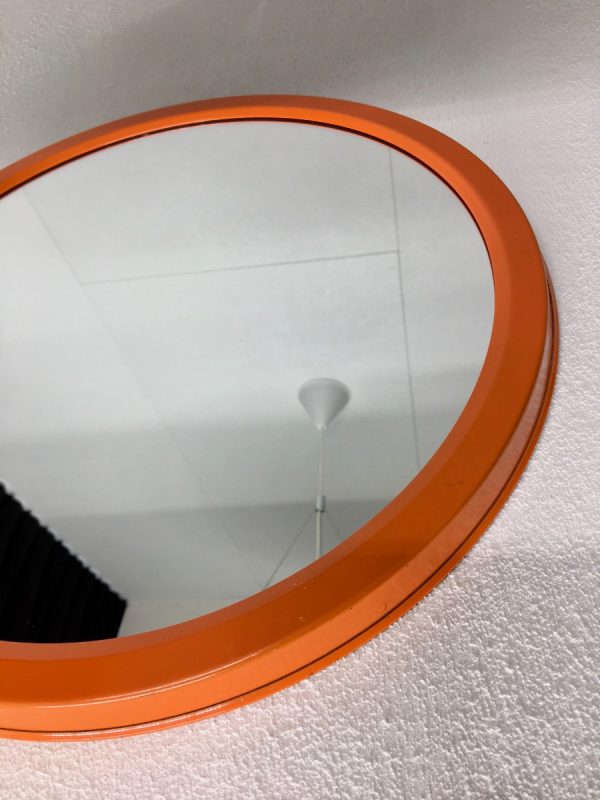 Dravo - orange metal frame mirror - vintage Dutch