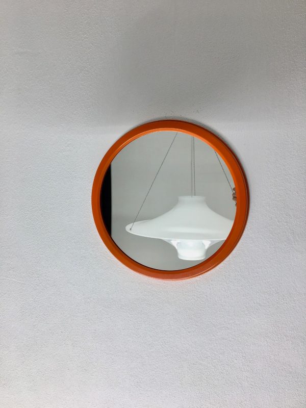 Dravo - orange metal frame mirror - vintage Dutch