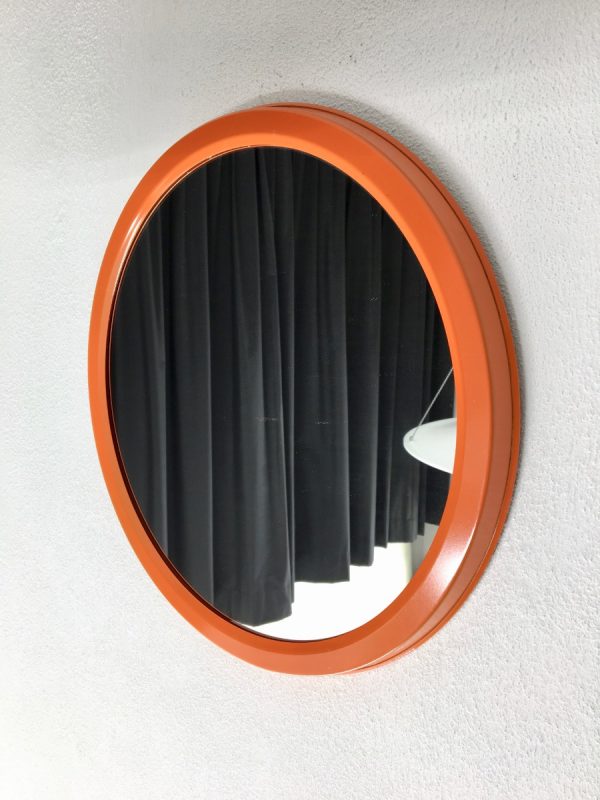 Dravo - orange metal frame mirror - vintage Dutch