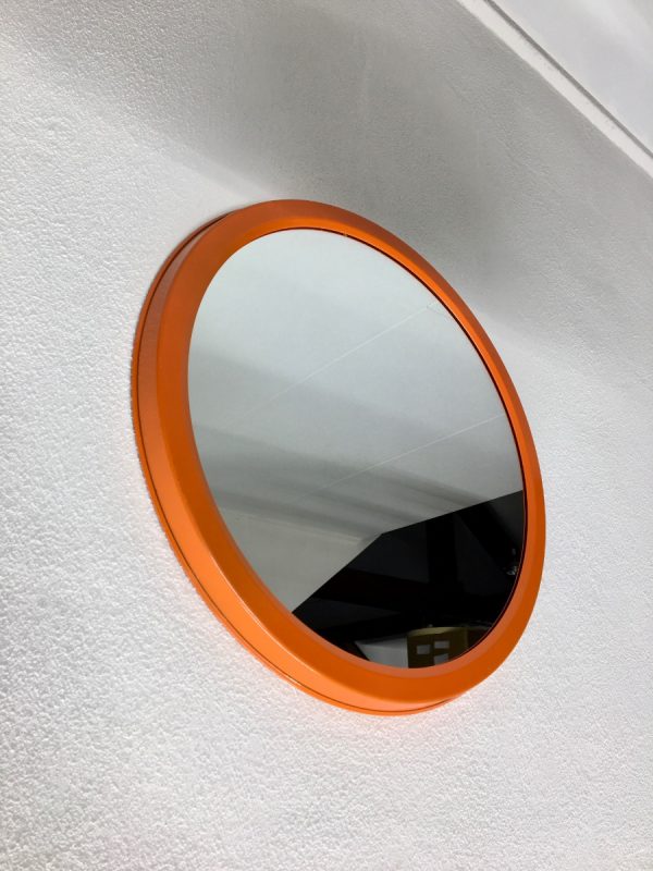 Dravo - orange metal frame mirror - vintage Dutch