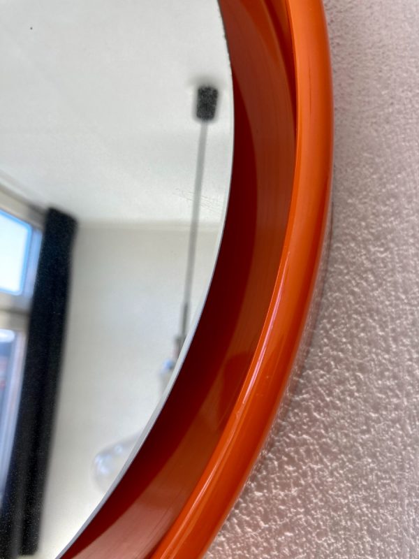 Orange Space Age 70's mirror - vintage retro round mirror