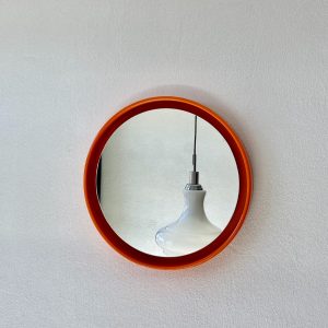 Orange Space Age 70's mirror - vintage retro round mirror