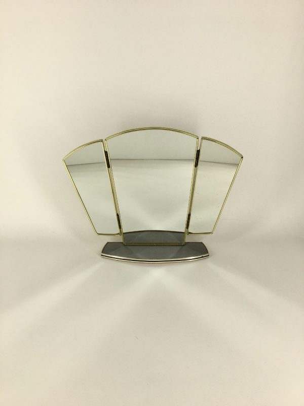 Grey Vintage Midcentury Mirror, Triptych Formica Dressing Table, 60's 70's