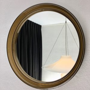 Vintage Plexiglass Round Mirror - Space Age Brown 70's Retro Mirror - Made in France