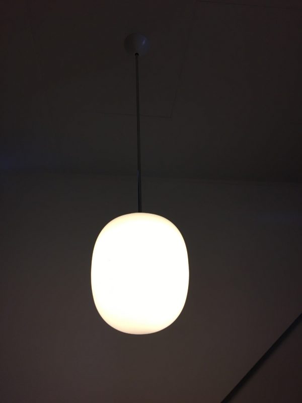 Mid century modern milk glass ceiling light - vintage hanging lamp - Philips XL pendent