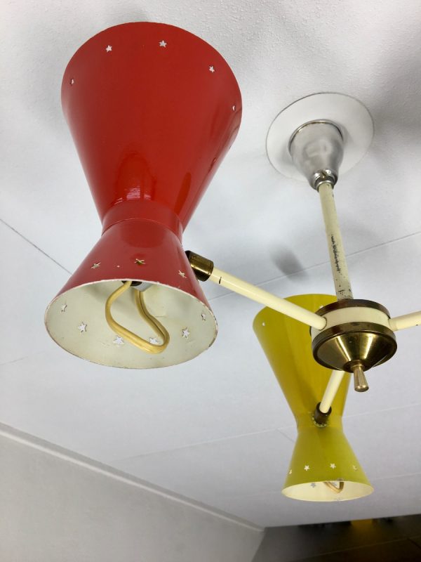 Busquet diabolo ceiling lamp - HALA Zeist 3 star light - Dutch design - vintage 50's xl pendant lamp