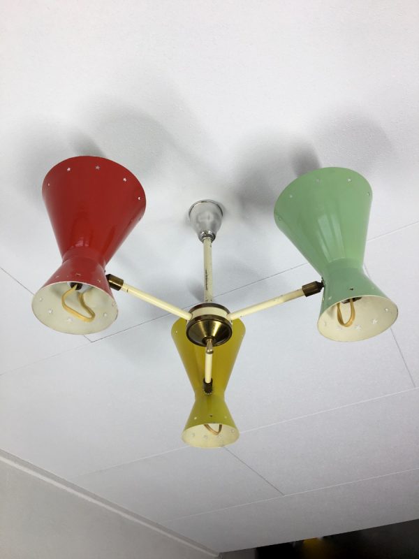 Busquet diabolo ceiling lamp - HALA Zeist 3 star light - Dutch design - vintage 50's xl pendant lamp