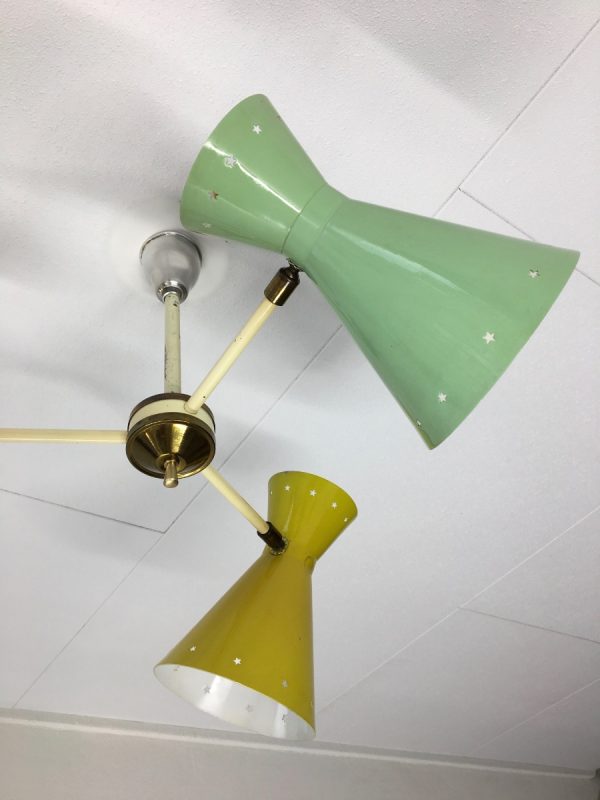 Busquet diabolo ceiling lamp - HALA Zeist 3 star light - Dutch design - vintage 50's xl pendant lamp