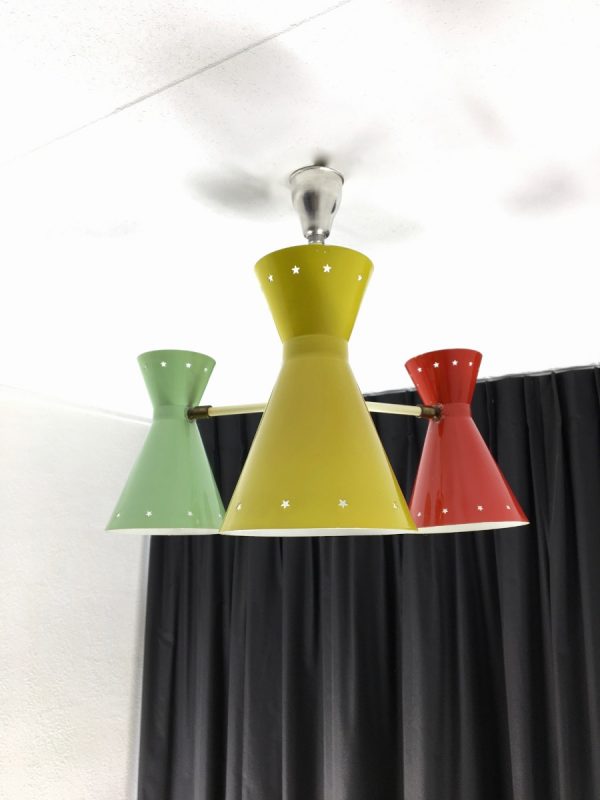 Busquet diabolo ceiling lamp - HALA Zeist 3 star light - Dutch design - vintage 50's xl pendant lamp