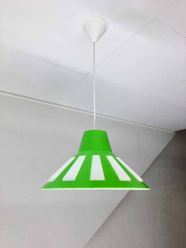 Rare Massive space age pendent lamp lime green UFO light