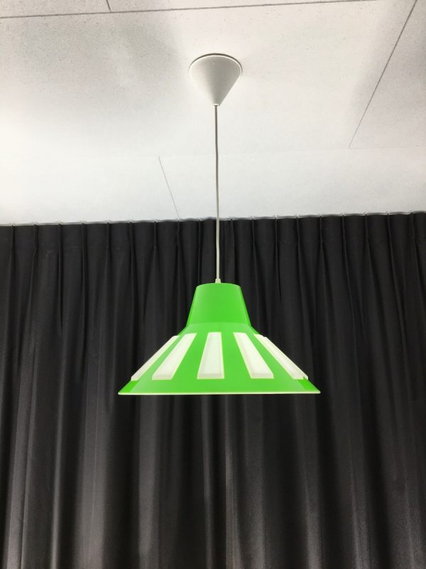 Rare Massive space age pendent lamp lime green UFO light