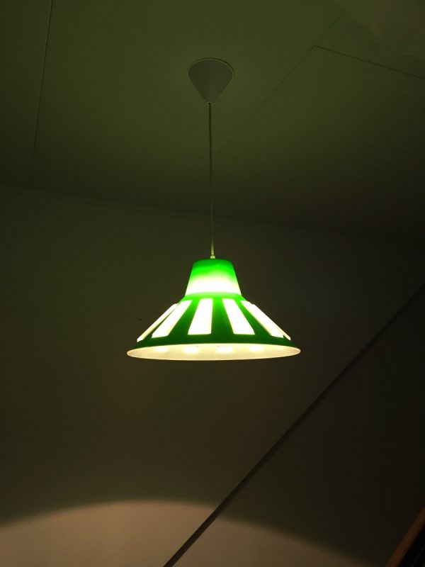 Rare Massive space age pendent lamp lime green UFO light