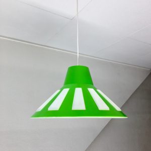 Rare Massive space age pendent lamp lime green UFO light