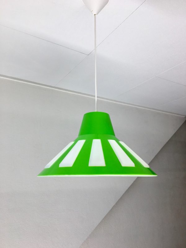 Rare Massive space age pendent lamp lime green UFO light