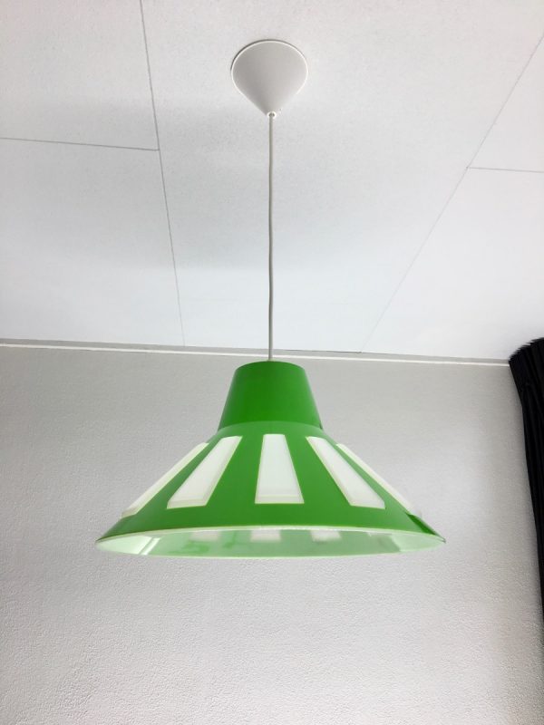 Rare Massive space age pendent lamp lime green UFO light