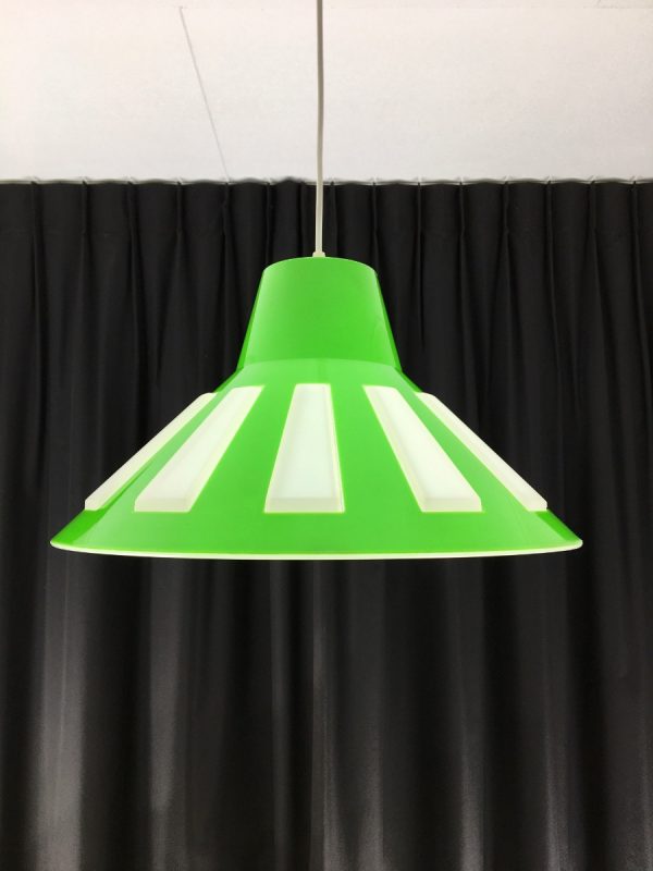 Rare Massive space age pendent lamp lime green UFO light