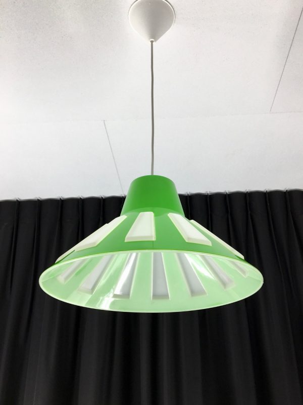 Rare Massive space age pendent lamp lime green UFO light