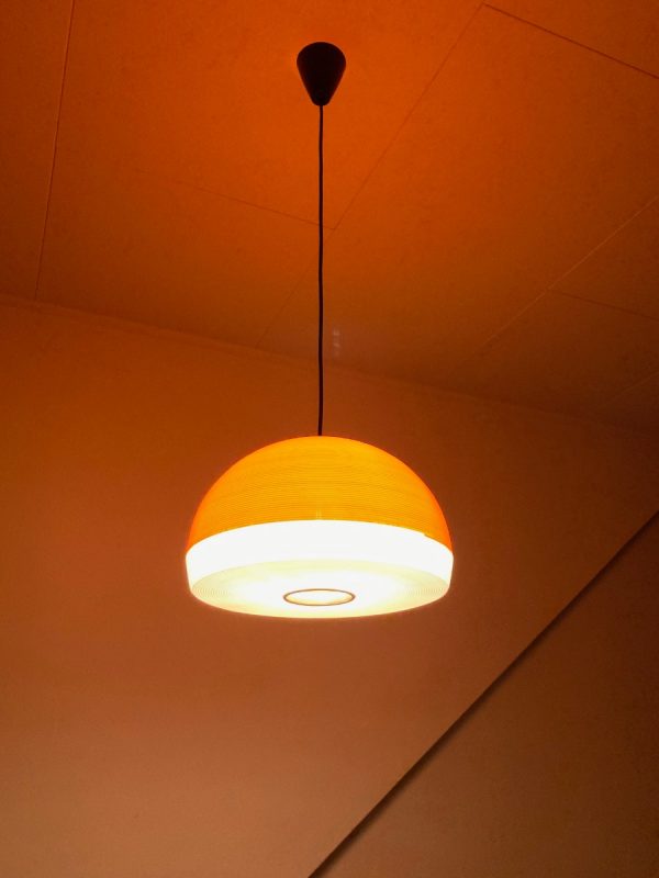 Rotaflex hanging lamp - 60's modern mid century design pendant light - orange Rockabilly