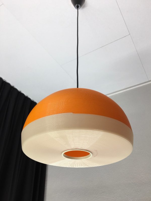 Rotaflex hanging lamp - 60's modern mid century design pendant light - orange Rockabilly