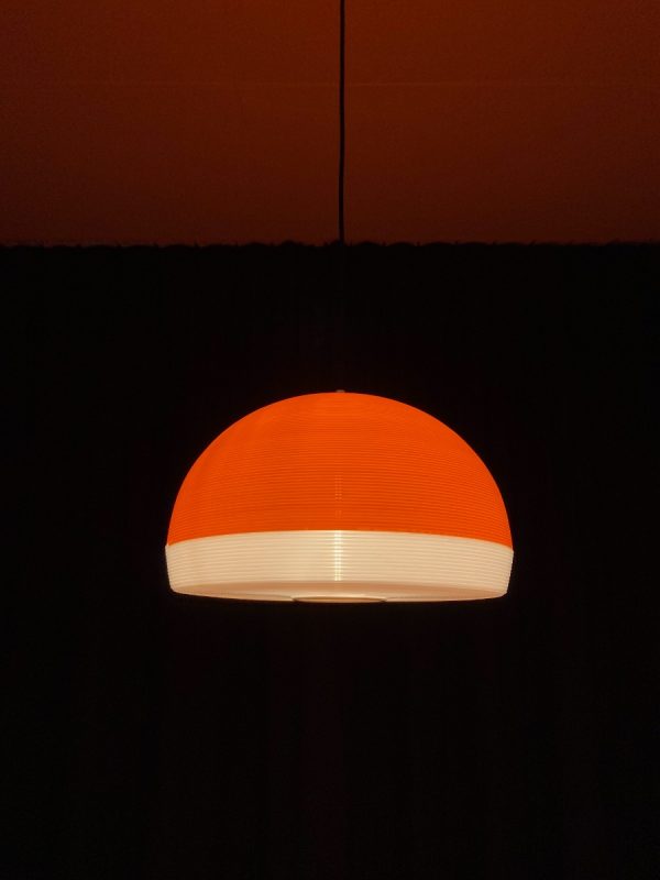 Rotaflex hanging lamp - 60's modern mid century design pendant light - orange Rockabilly