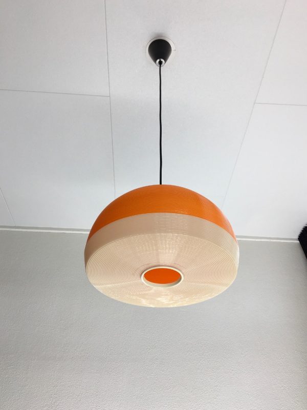 Rotaflex hanging lamp - 60's modern mid century design pendant light - orange Rockabilly